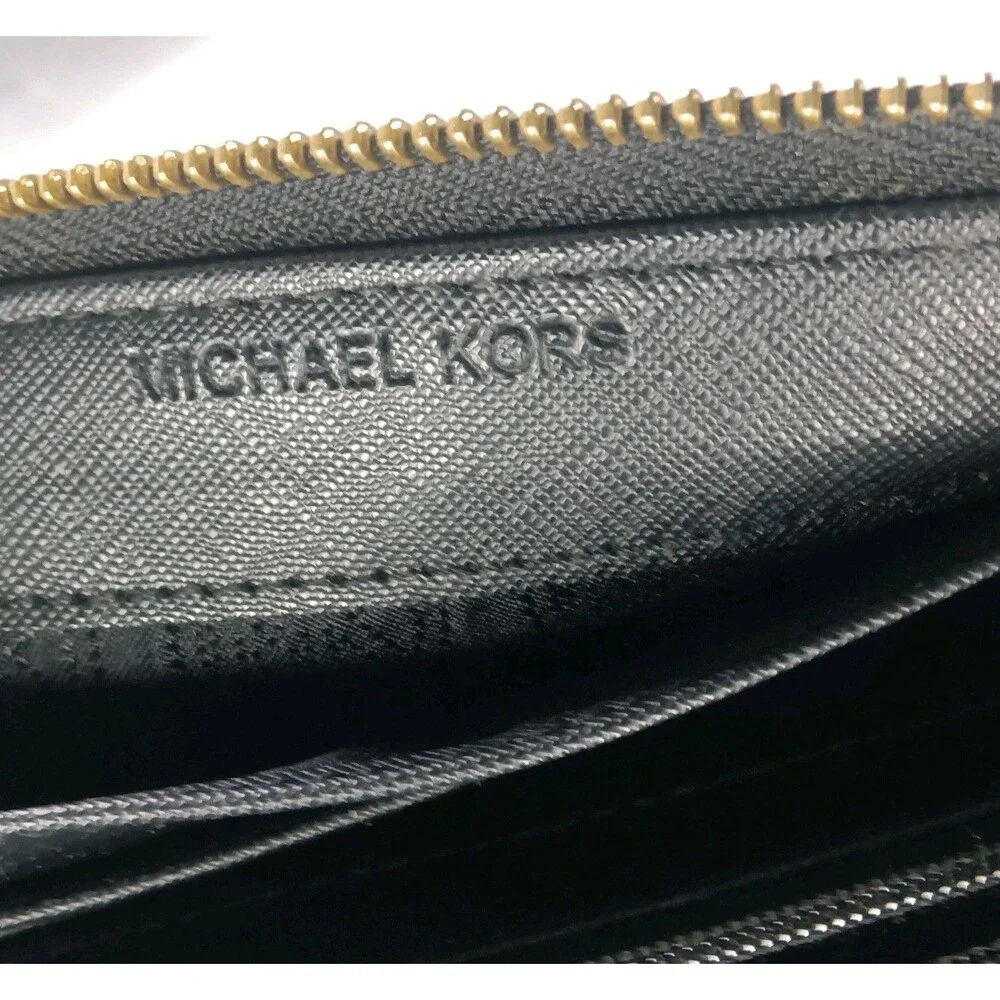 Michael Kors Jet Set Zip Around continental Wallet Python Embossed Black